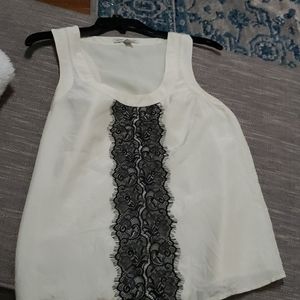 Banana republic cream thank with black lace